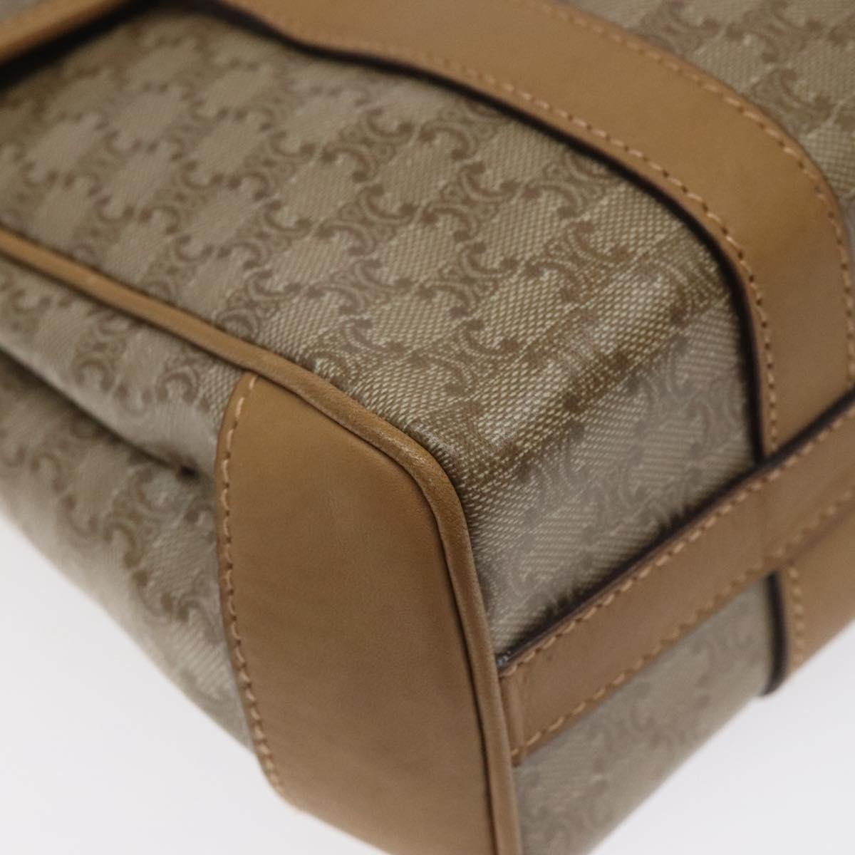 CELINE Macadam Canvas Hand Bag Beige Gold Auth 122202