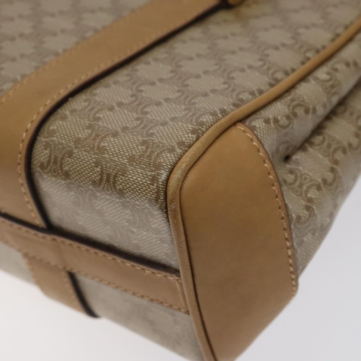 CELINE Macadam Canvas Hand Bag Beige Gold Auth 122202