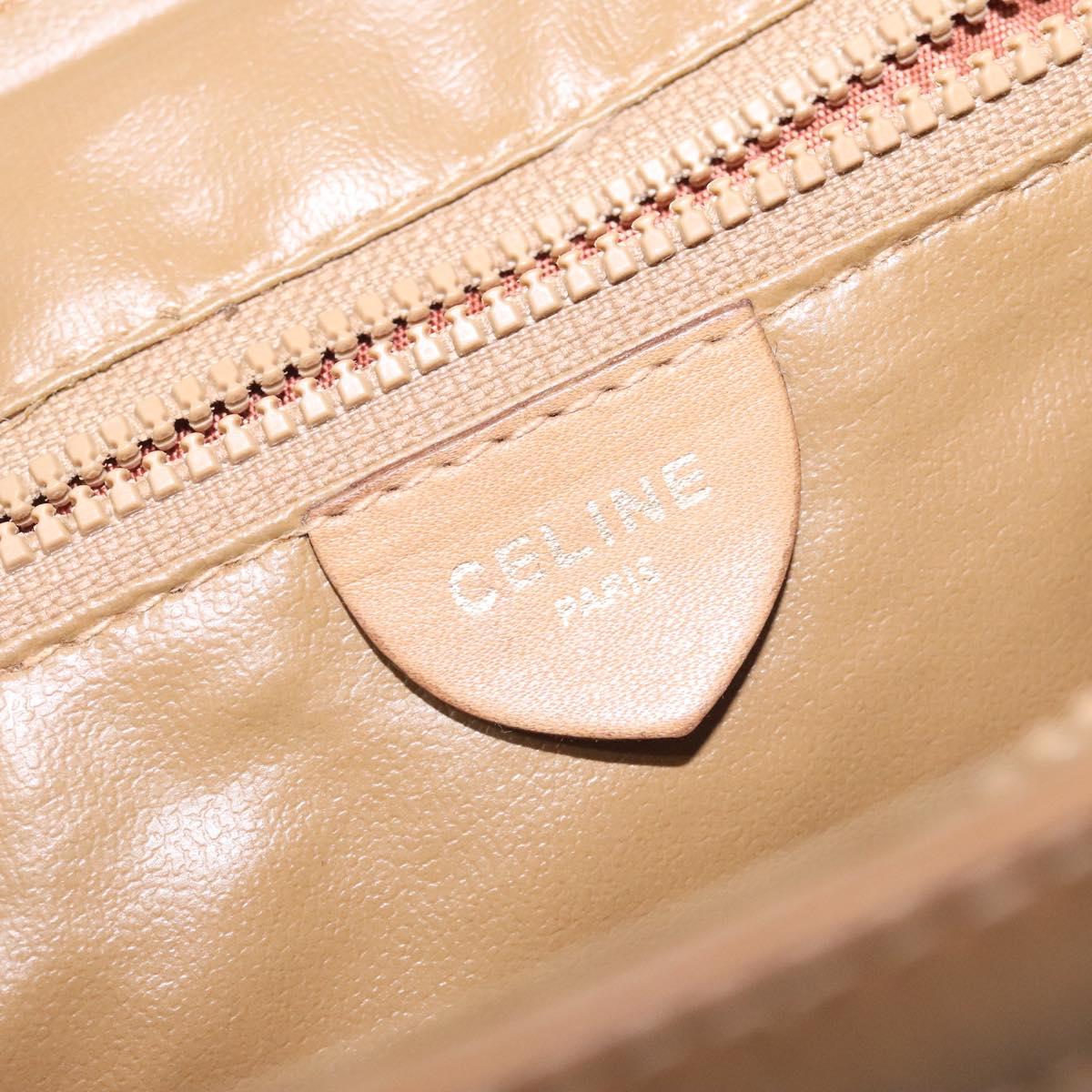 CELINE Macadam Canvas Hand Bag Beige Gold Auth 122202