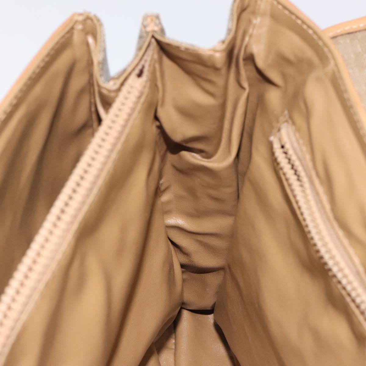 CELINE Macadam Canvas Hand Bag Beige Gold Auth 122202