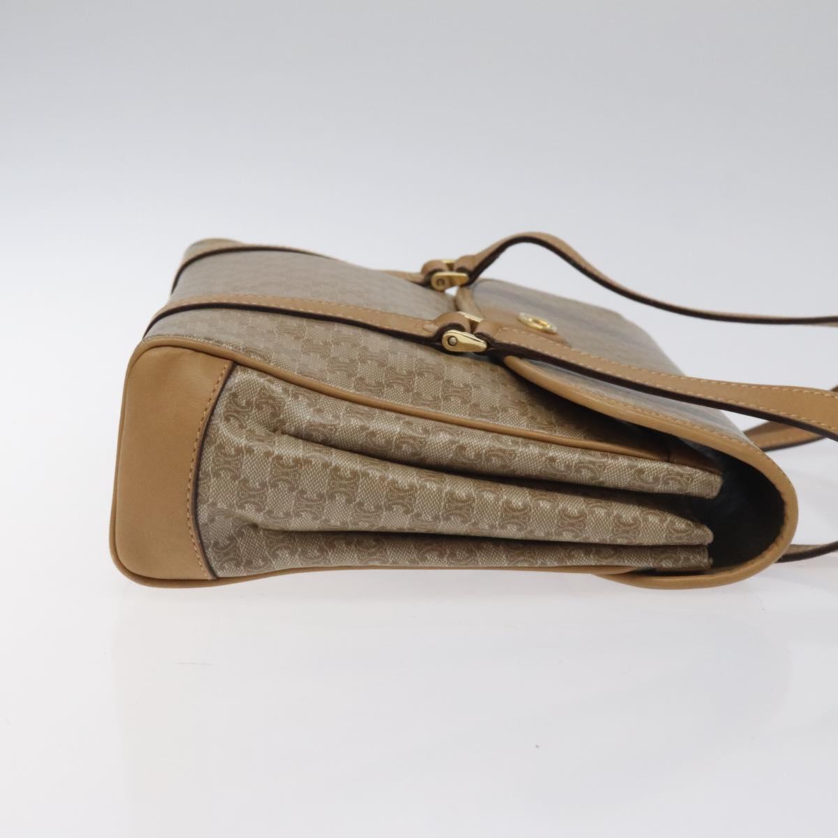 CELINE Macadam Canvas Hand Bag Beige Gold Auth 122202
