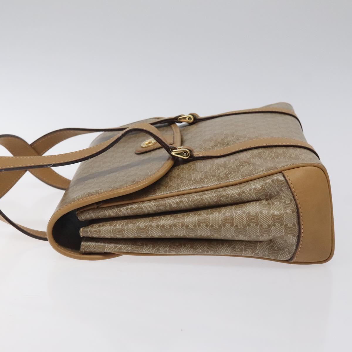 CELINE Macadam Canvas Hand Bag Beige Gold Auth 122202