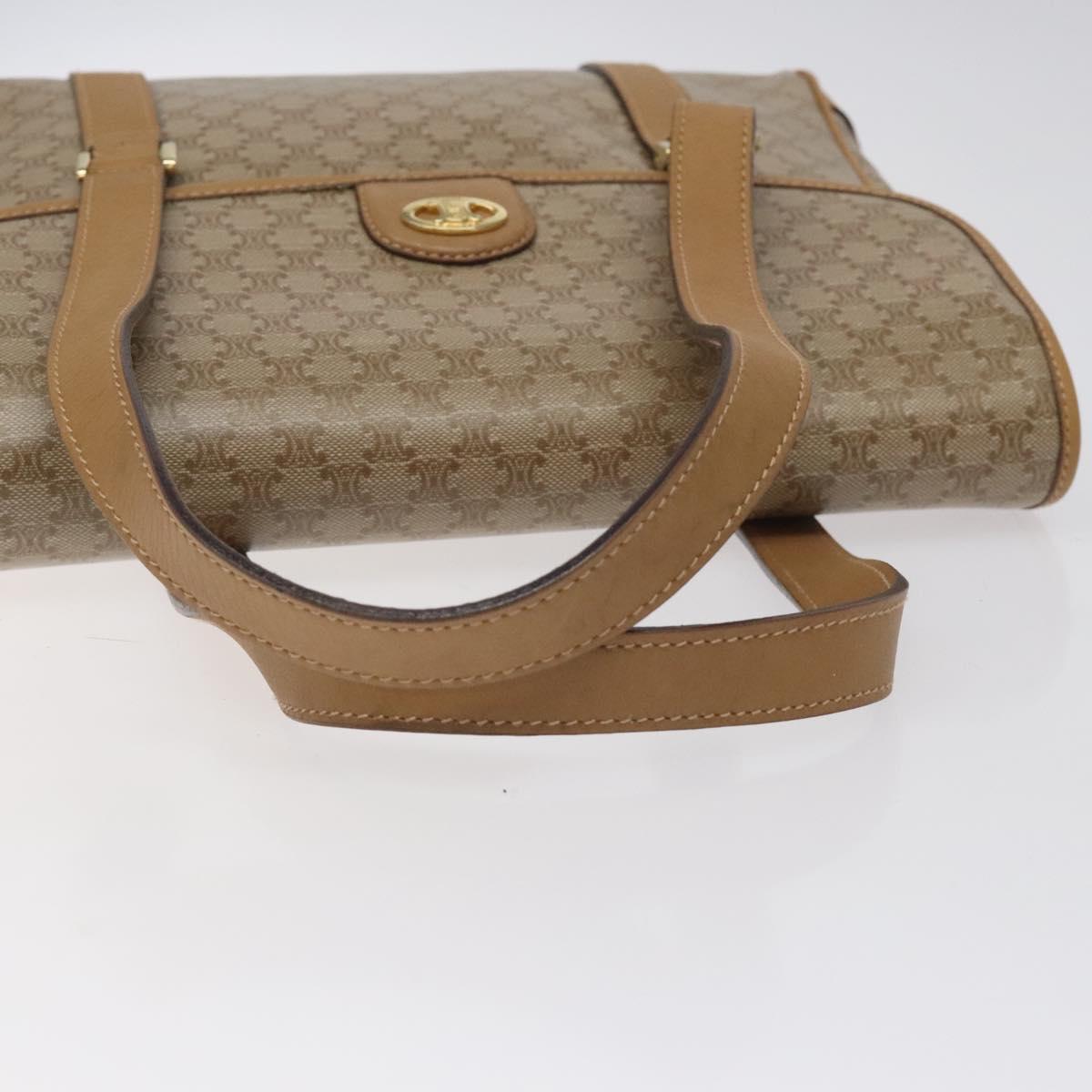 CELINE Macadam Canvas Hand Bag Beige Gold Auth 122202
