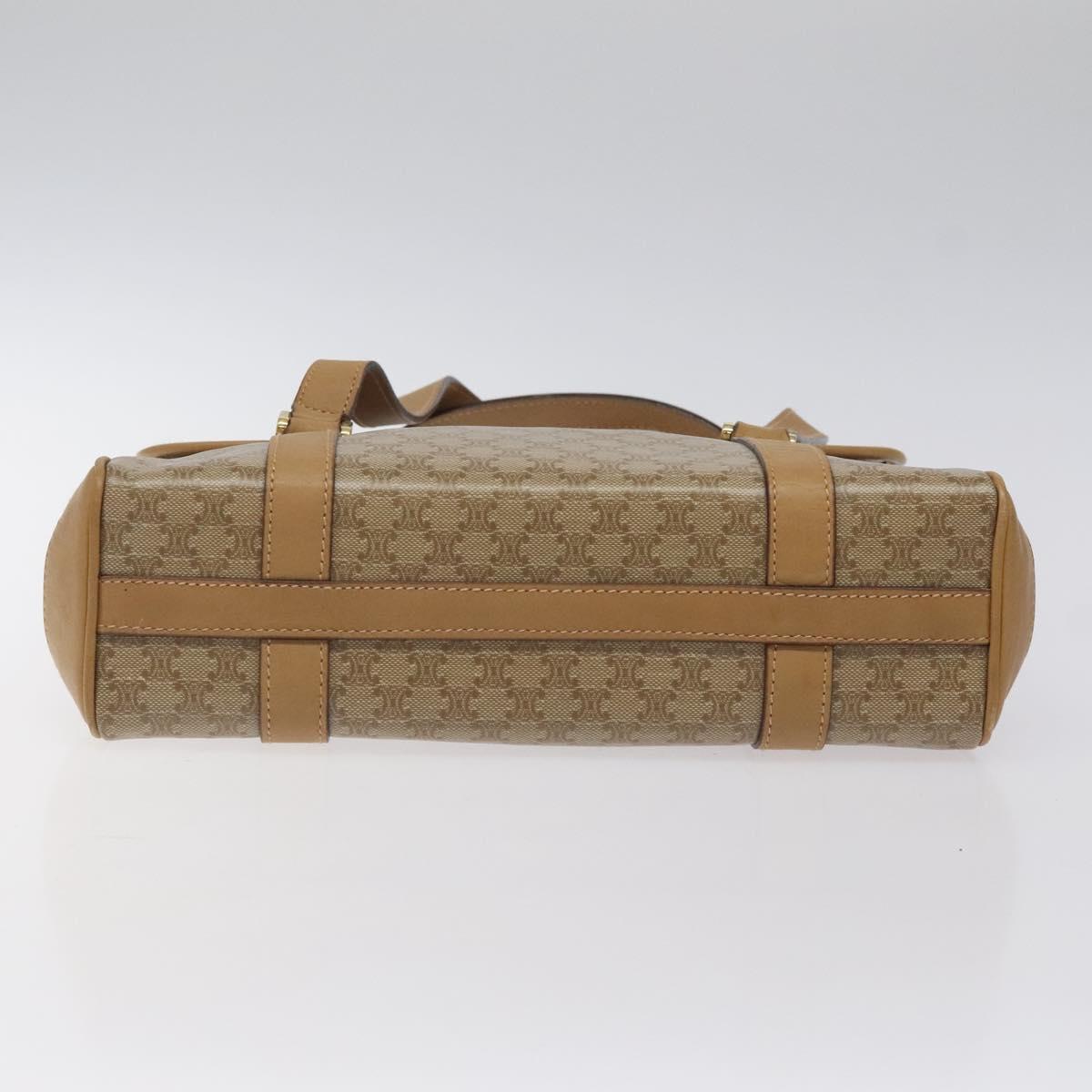 CELINE Macadam Canvas Hand Bag Beige Gold Auth 122202