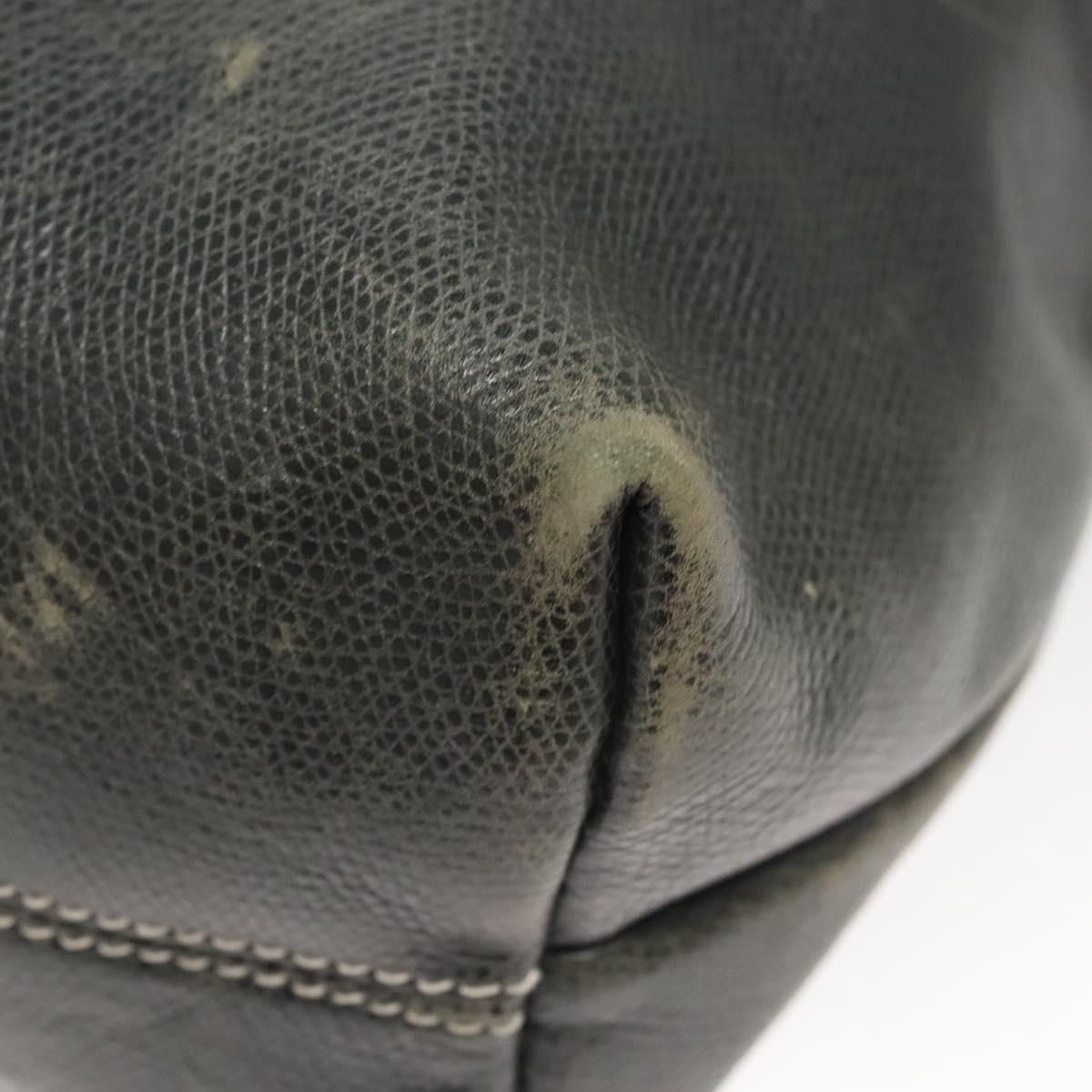 LOEWE Anagram Tote Bag Leather Khaki Gold Auth 122221