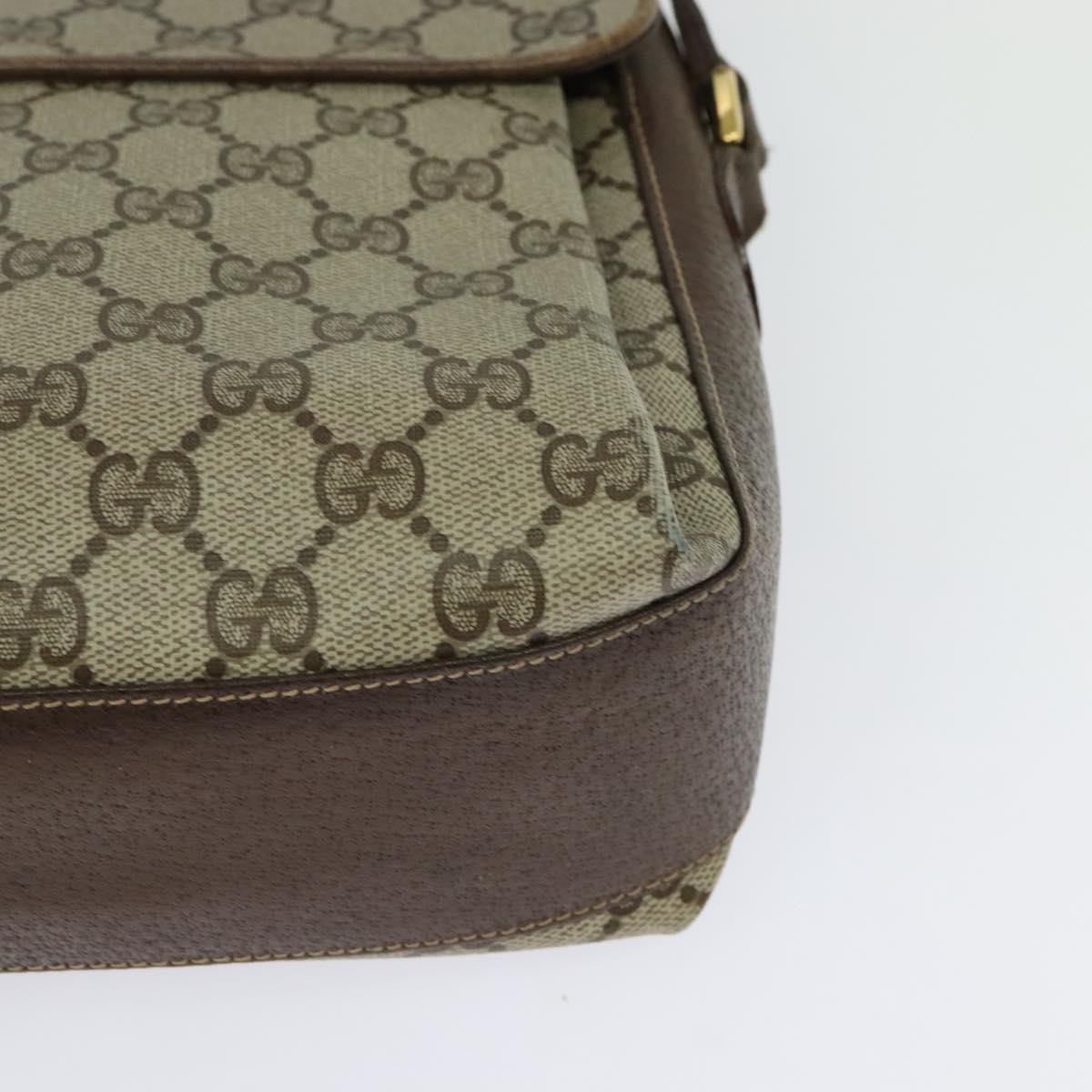 GUCCI GG Supreme Web Sherry Line Bag PVC Beige Gold 904 02 084 Auth 122223
