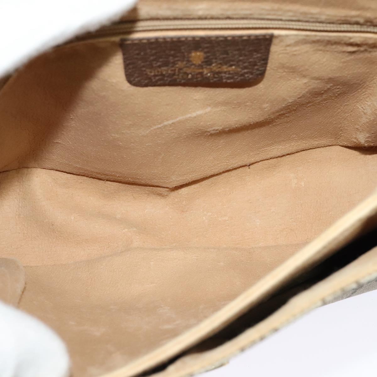 GUCCI GG Supreme Web Sherry Line Bag PVC Beige Gold 904 02 084 Auth 122223