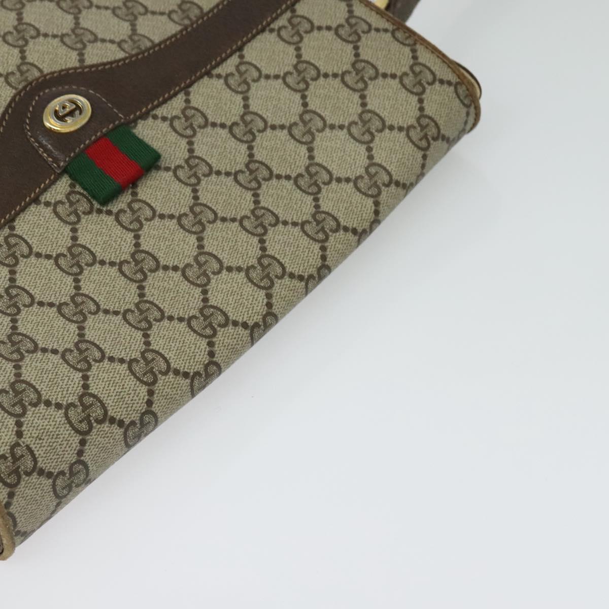 GUCCI GG Supreme Web Sherry Line Bag PVC Beige Gold 904 02 084 Auth 122223