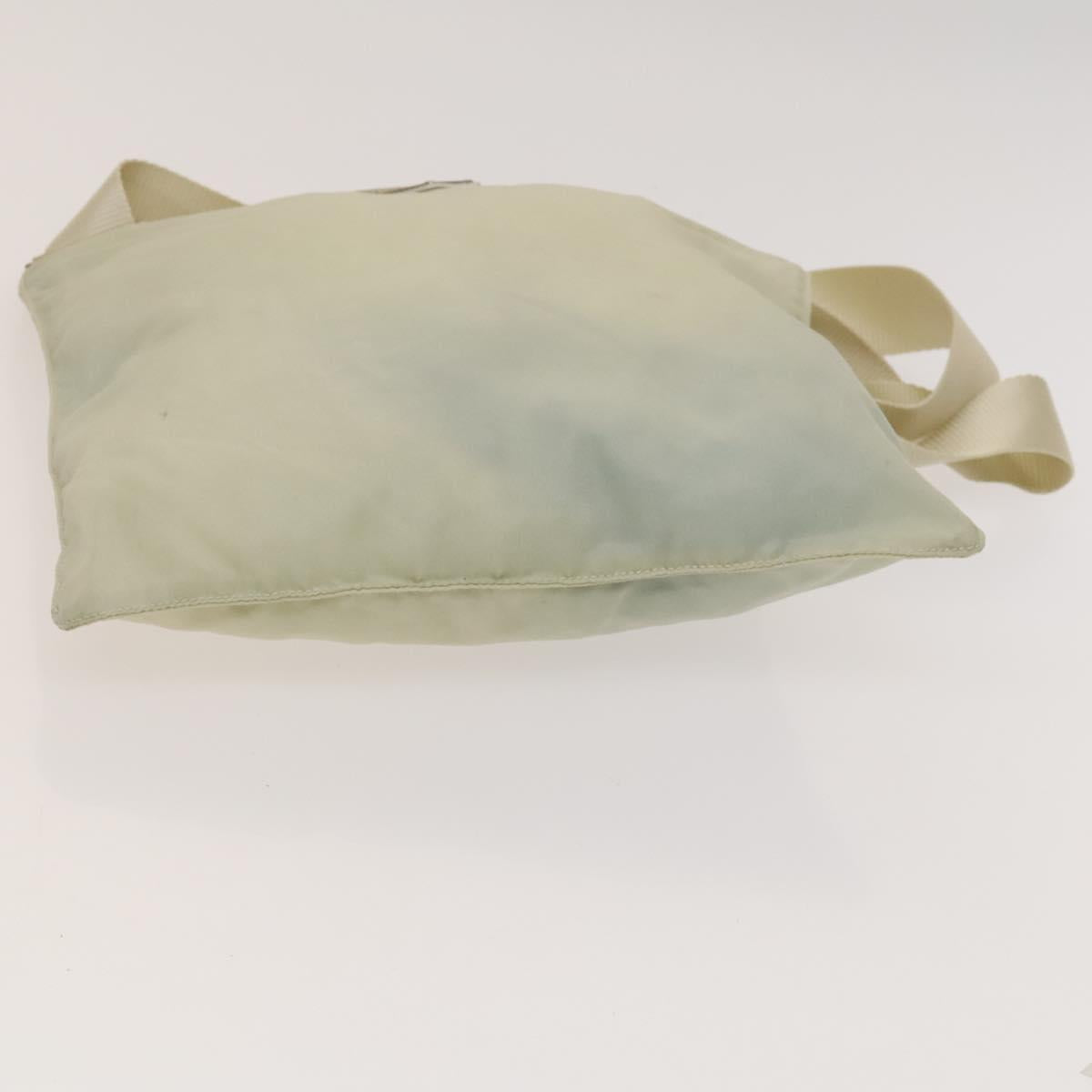 PRADA Shoulder Bag Nylon Cream Silver Auth 122252