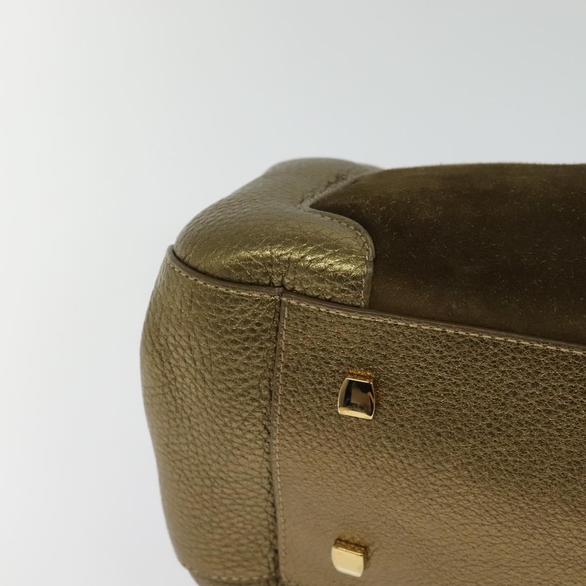 CARTIER Chain Ladonia Shoulder Bag Leather Gold Auth 122265