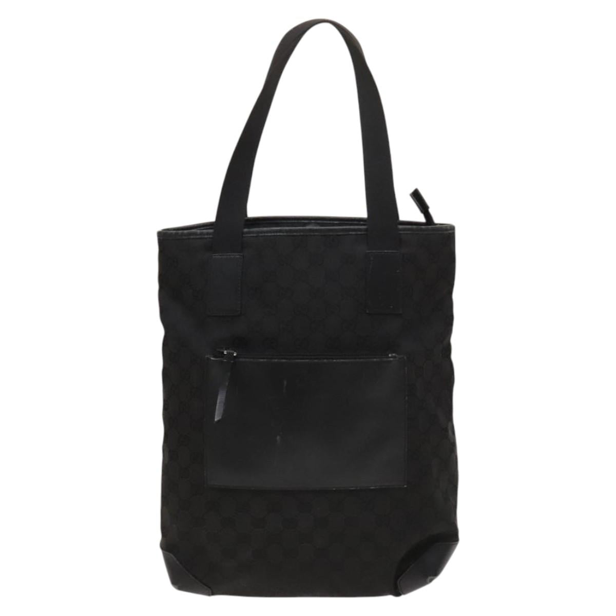 GUCCI GG Canvas Tote Bag Black Silver 28892 Auth 122266