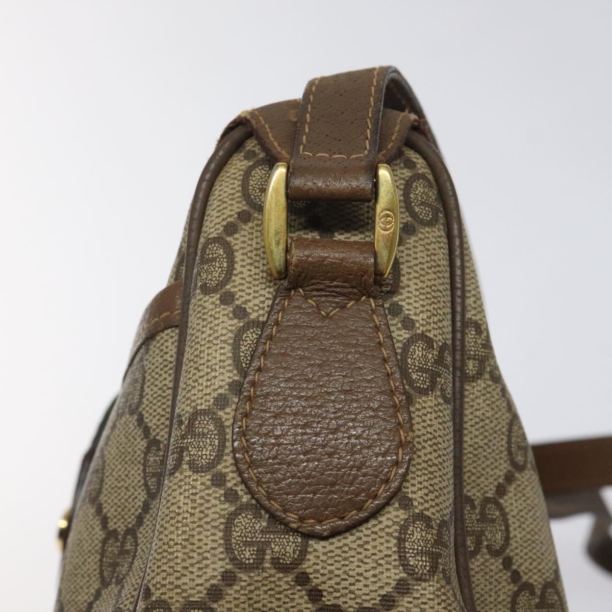 GUCCI GG Supreme Web Sherry Line Bag PVC Beige Gold 89 02 032 Auth 122271