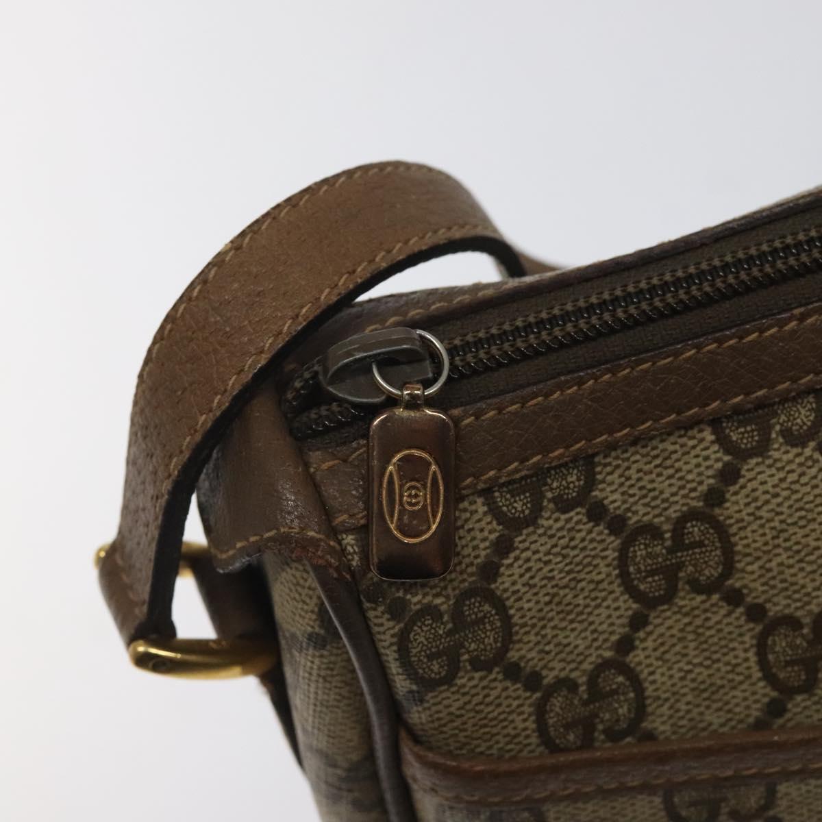GUCCI GG Supreme Web Sherry Line Bag PVC Beige Gold 89 02 032 Auth 122271