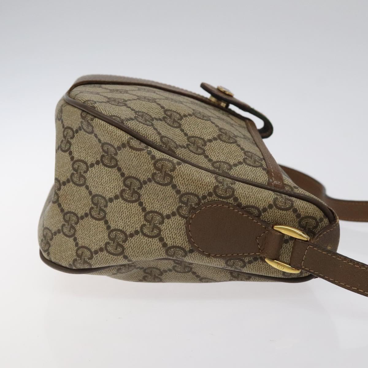 GUCCI GG Supreme Web Sherry Line Bag PVC Beige Gold 89 02 032 Auth 122271
