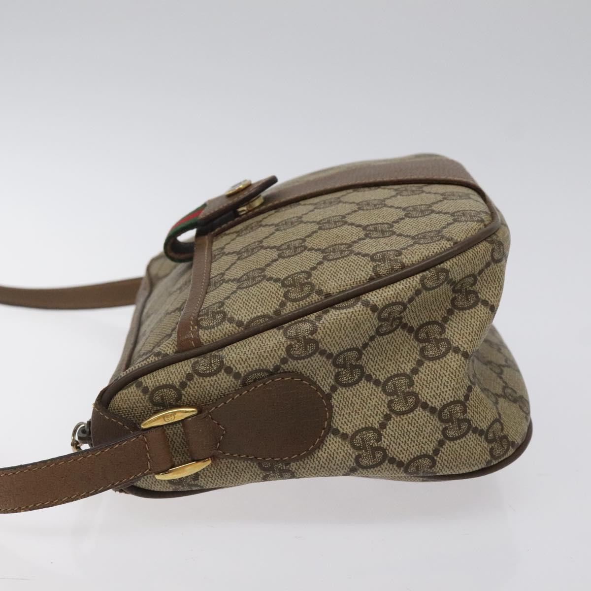 GUCCI GG Supreme Web Sherry Line Bag PVC Beige Gold 89 02 032 Auth 122271