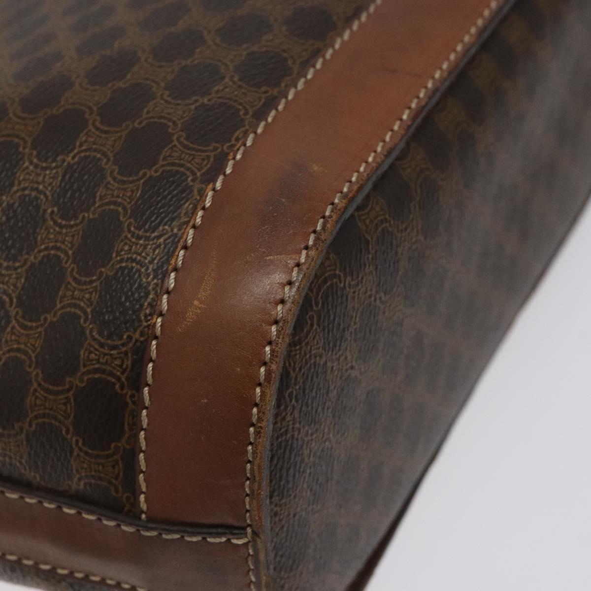 CELINE Macadam Canvas Hand Bag PVC Leather Brown Gold Auth 122273