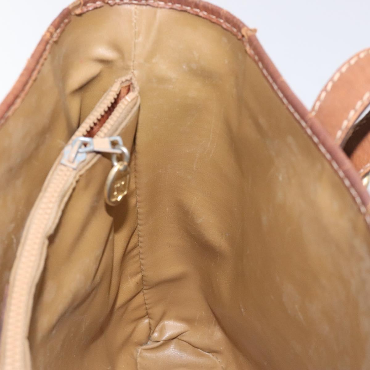 CELINE Macadam Canvas Hand Bag PVC Leather Brown Gold Auth 122273