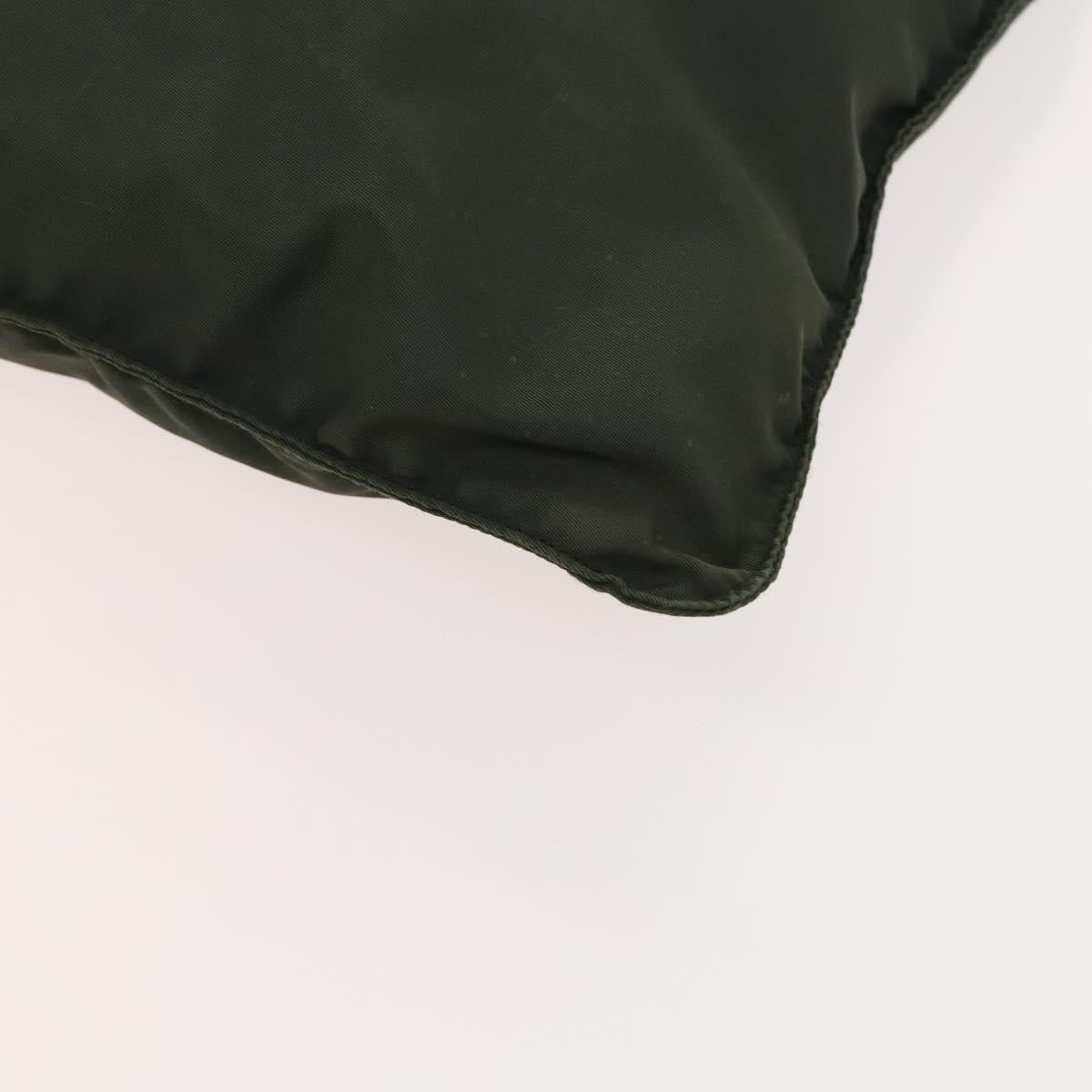 PRADA Shoulder Bag Nylon Khaki Silver Auth 122277