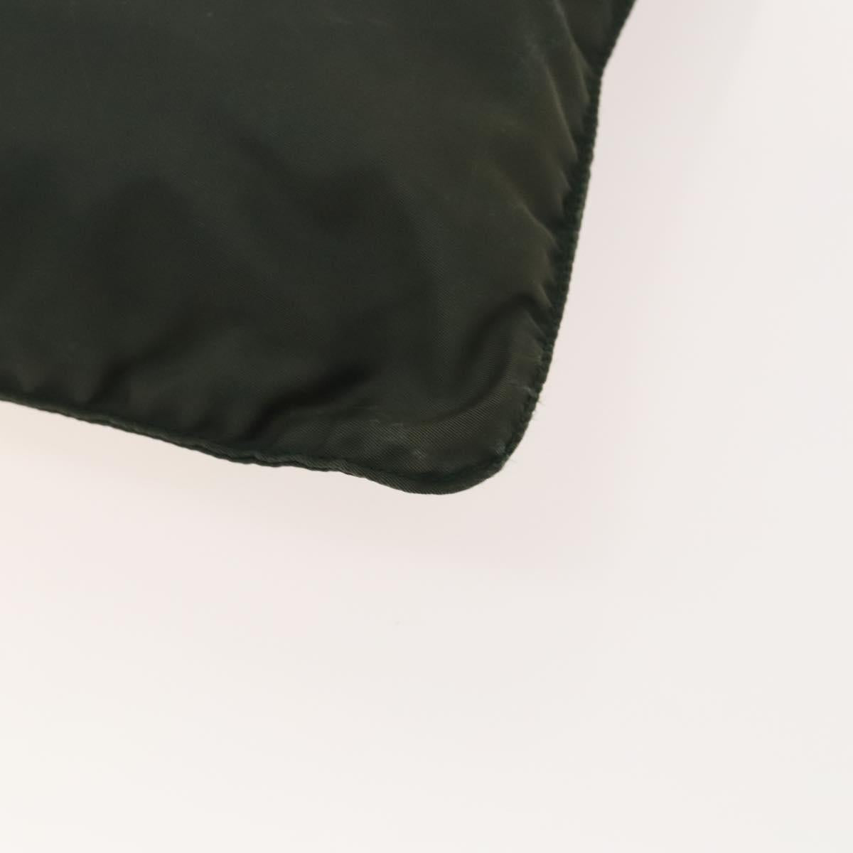 PRADA Shoulder Bag Nylon Khaki Silver Auth 122277