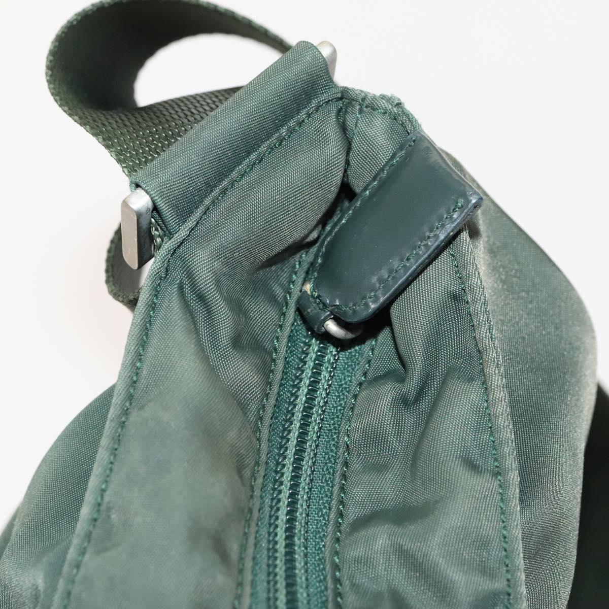 PRADA Shoulder Bag Nylon Khaki Silver Auth 122277