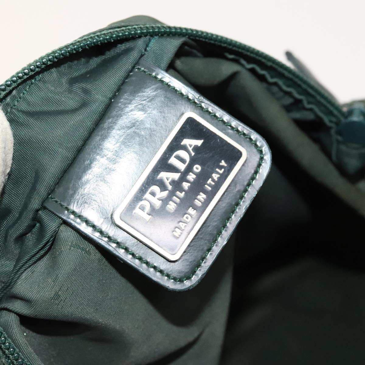 PRADA Shoulder Bag Nylon Khaki Silver Auth 122277