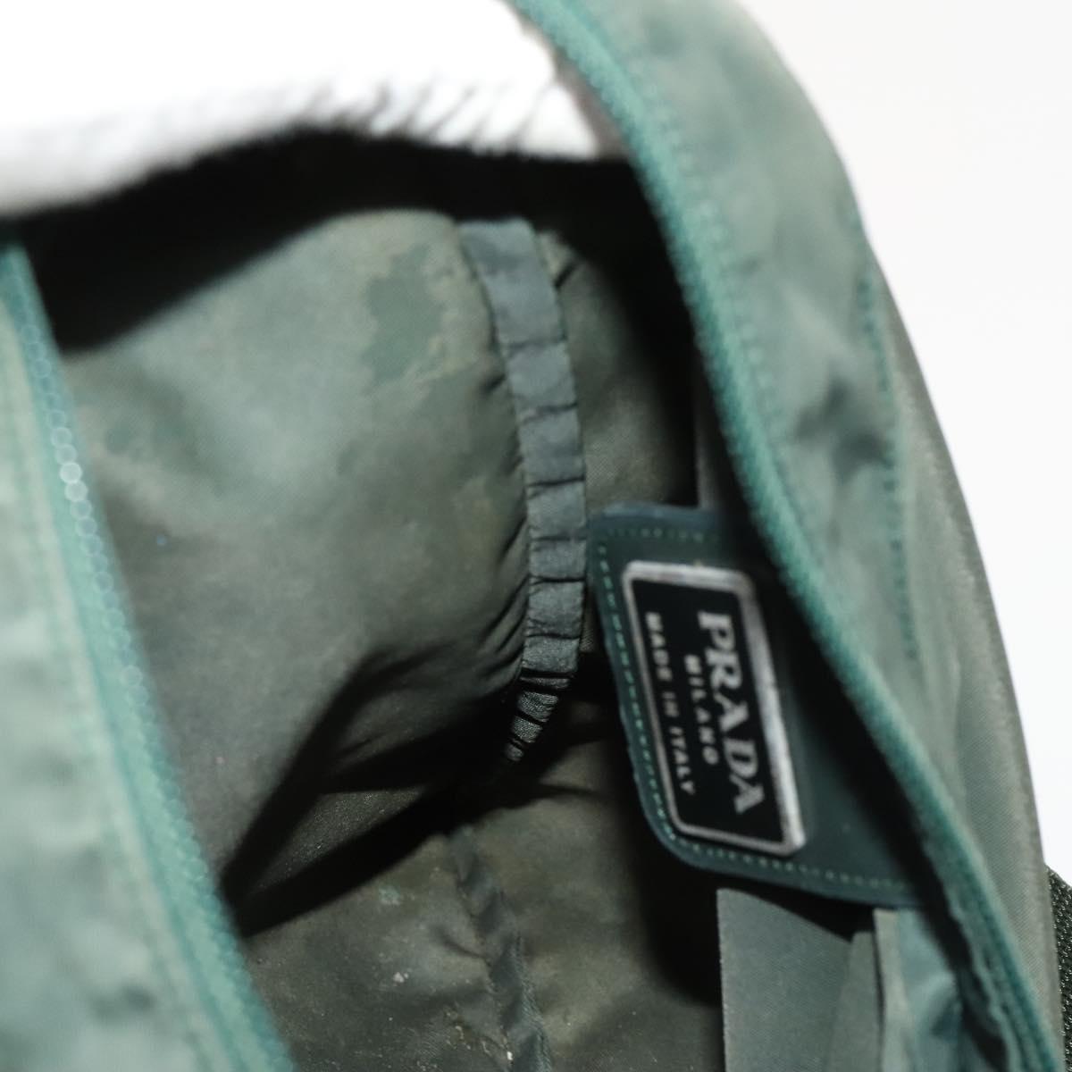 PRADA Shoulder Bag Nylon Khaki Silver Auth 122277