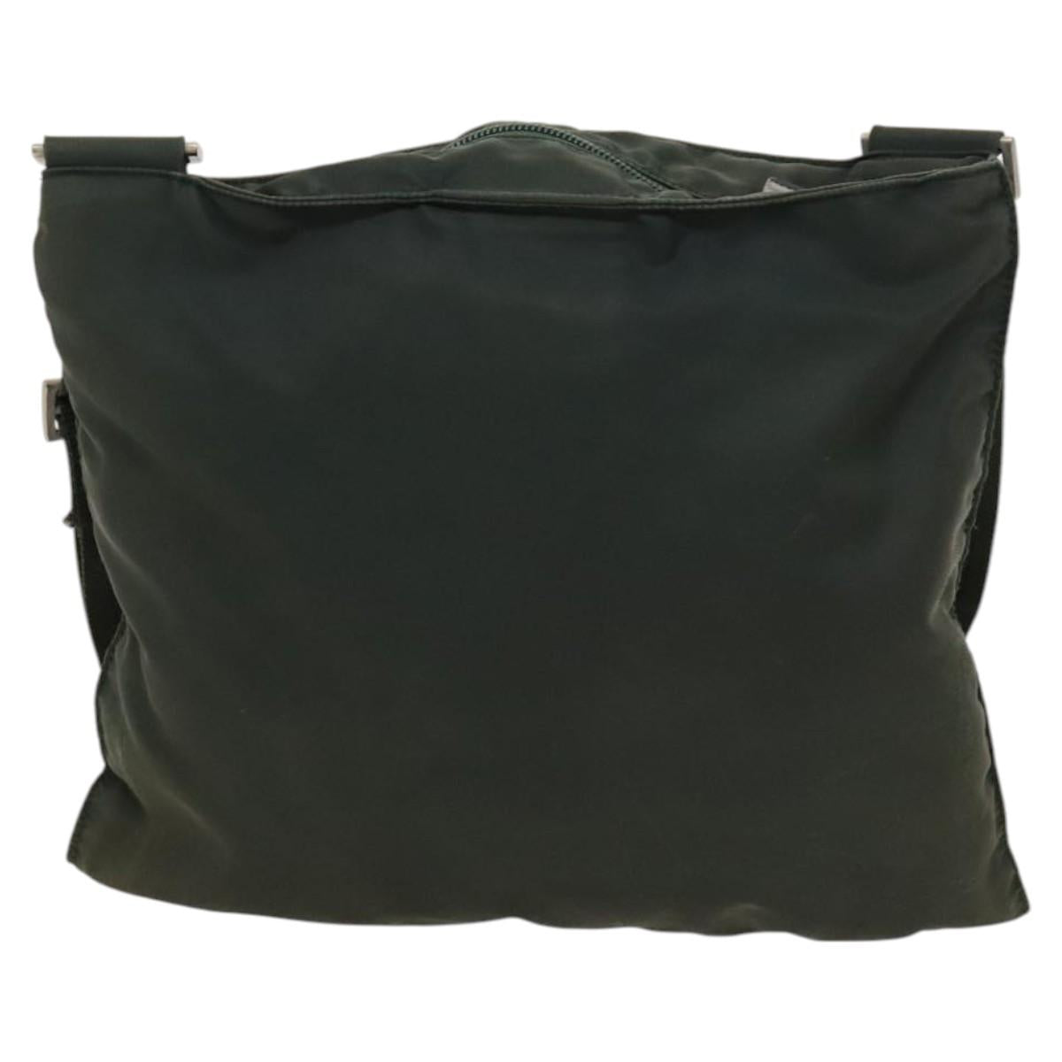 PRADA Shoulder Bag Nylon Khaki Silver Auth 122277