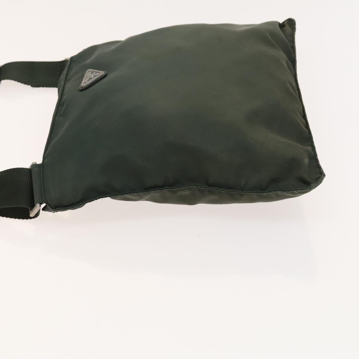 PRADA Shoulder Bag Nylon Khaki Silver Auth 122277