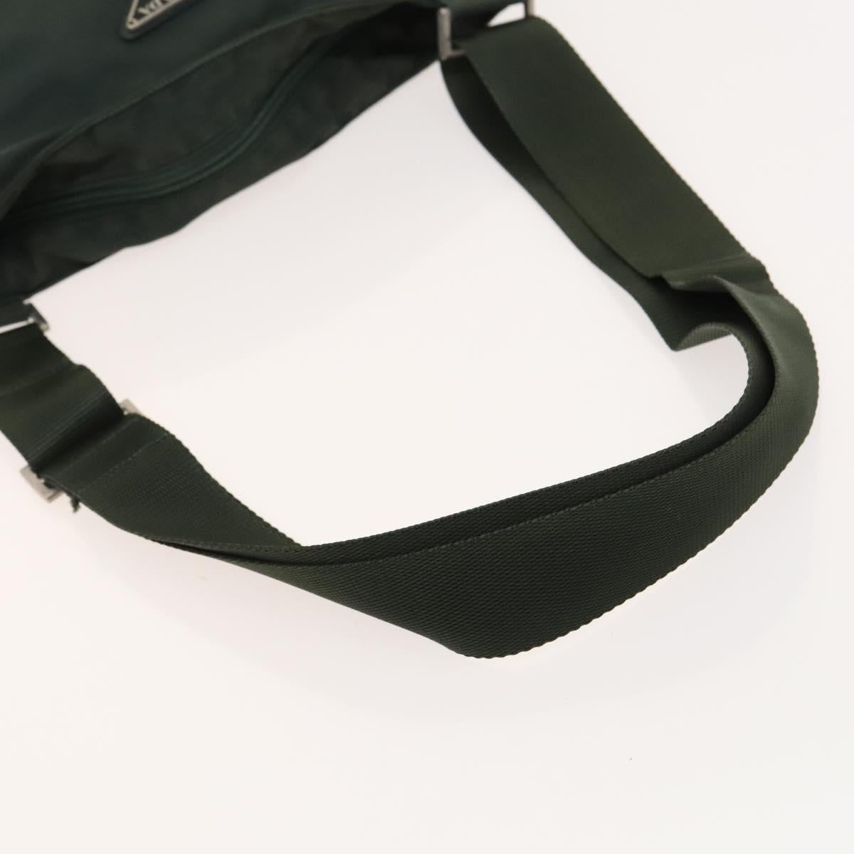 PRADA Shoulder Bag Nylon Khaki Silver Auth 122277