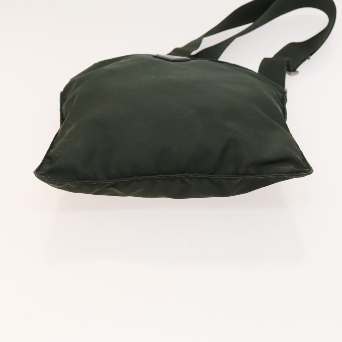 PRADA Shoulder Bag Nylon Khaki Silver Auth 122277