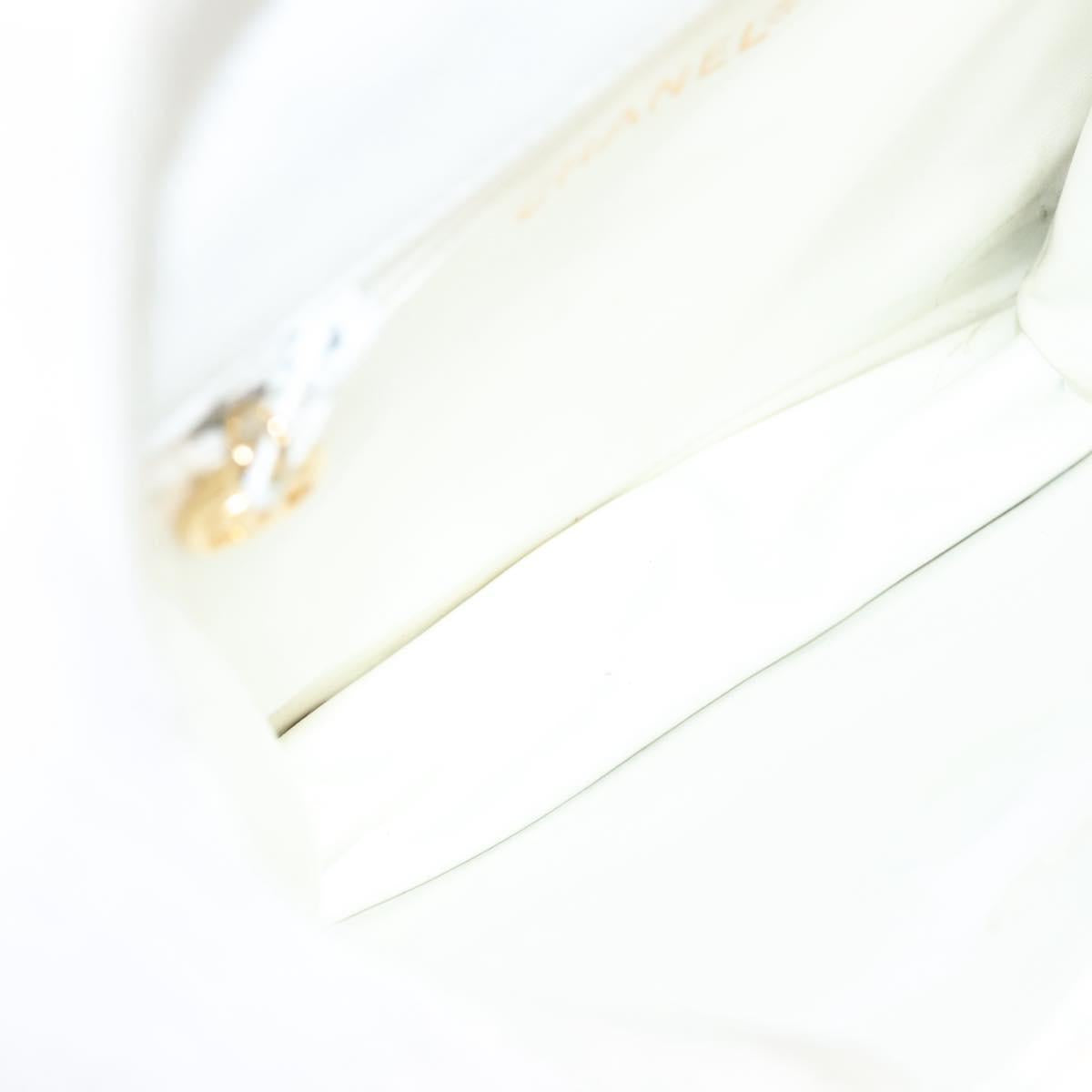 CHANEL Matelasse COCO Mark Chain Bag Lamb Skin White Gold CC Auth 122303V