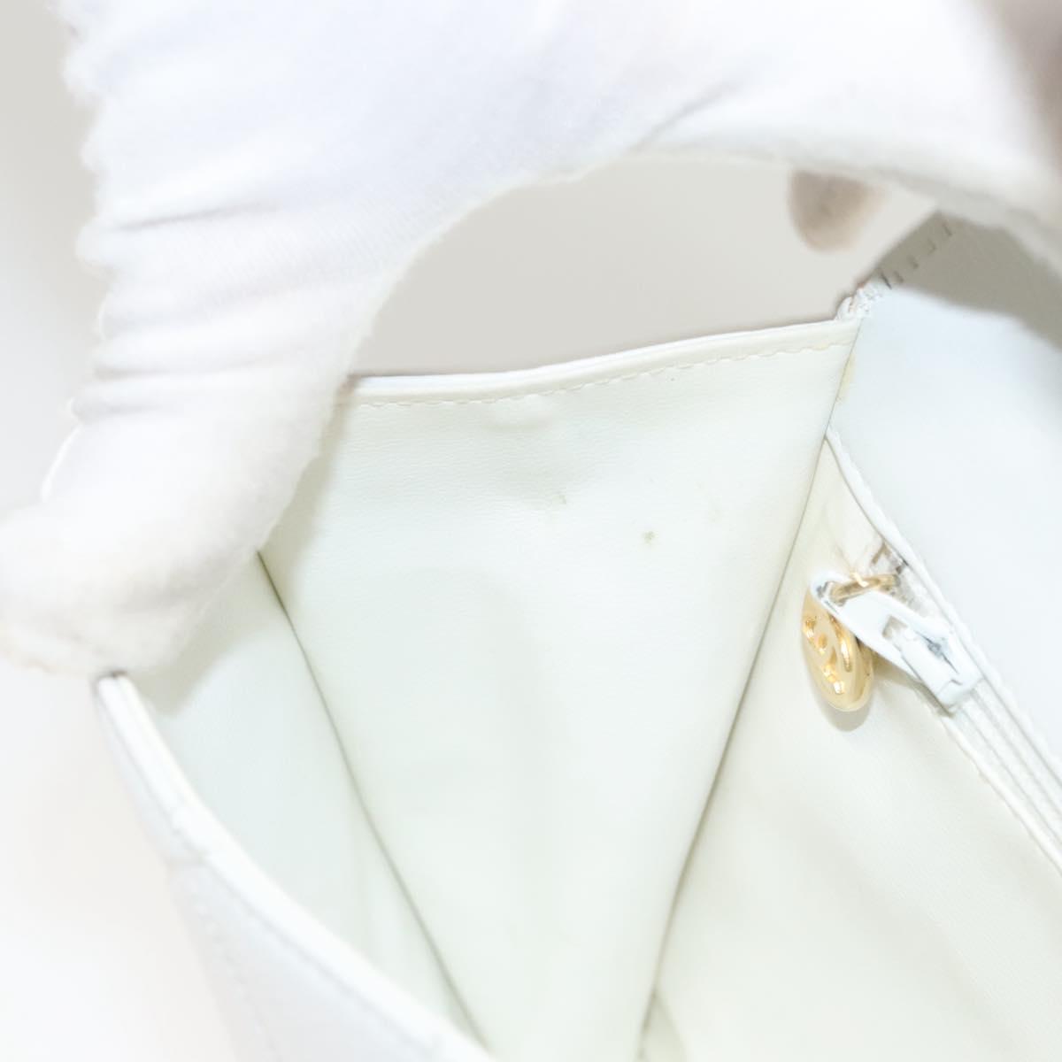 CHANEL Matelasse COCO Mark Chain Bag Lamb Skin White Gold CC Auth 122303V