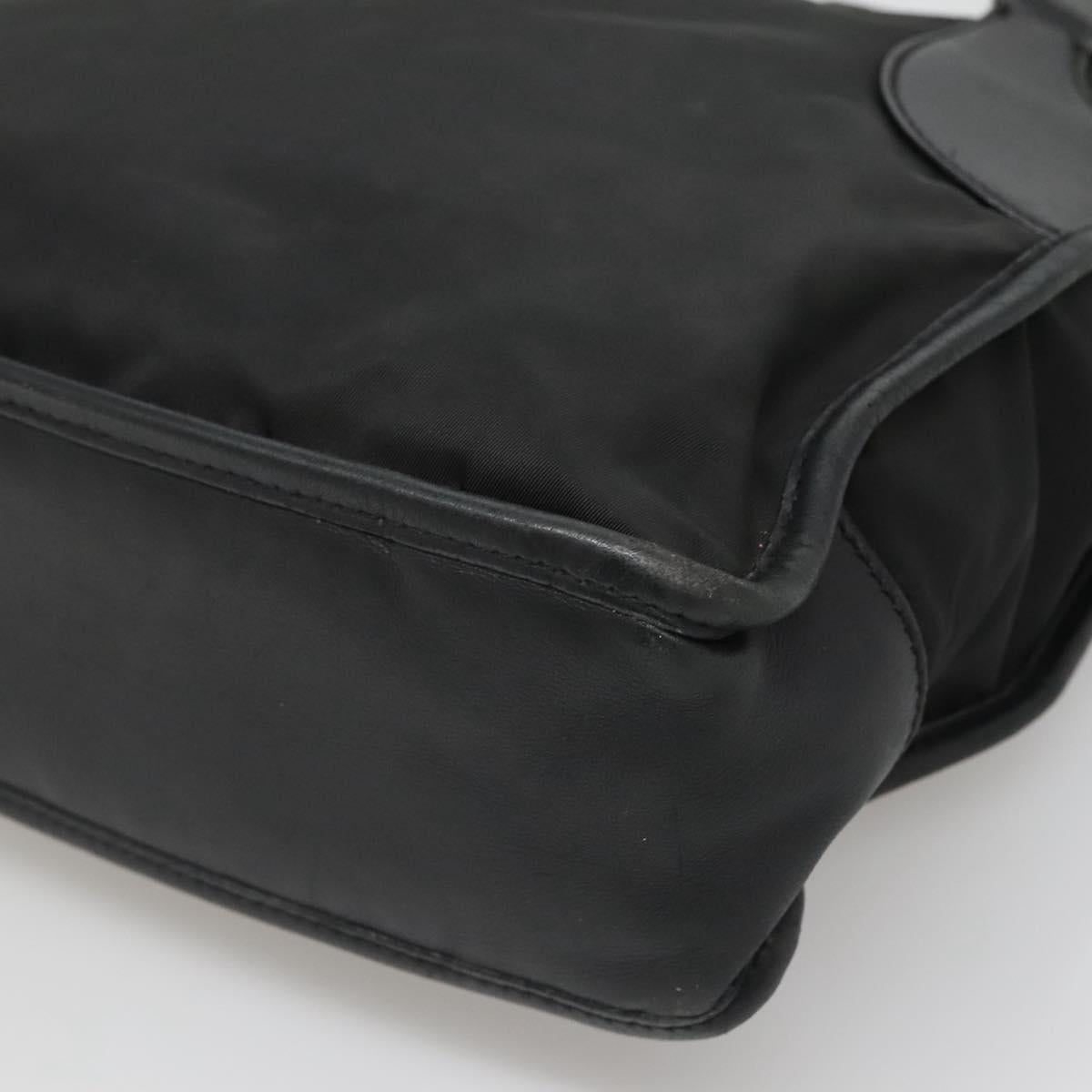 PRADA Tote Bag Nylon Black Silver Auth 122306