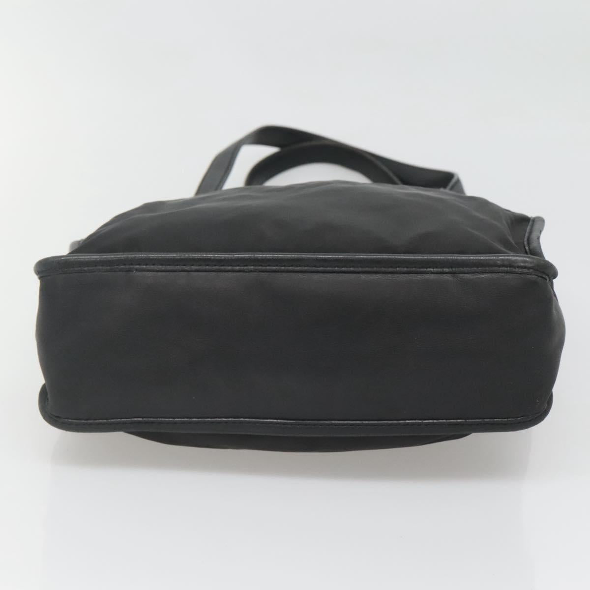 PRADA Tote Bag Nylon Black Silver Auth 122306