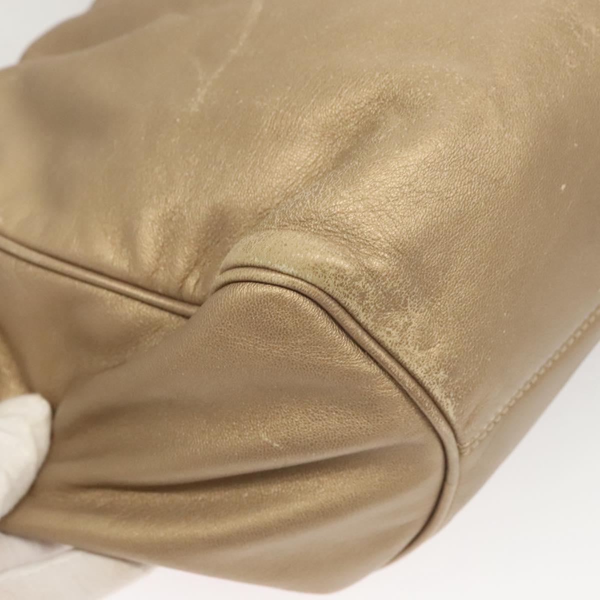 LOEWE Anagram Hand Bag Leather Gold Auth 122309