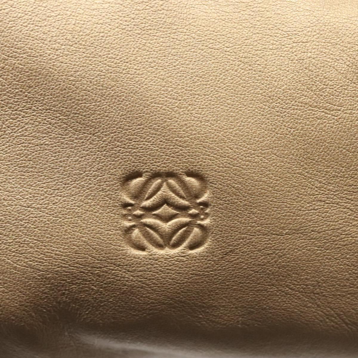LOEWE Anagram Hand Bag Leather Gold Auth 122309