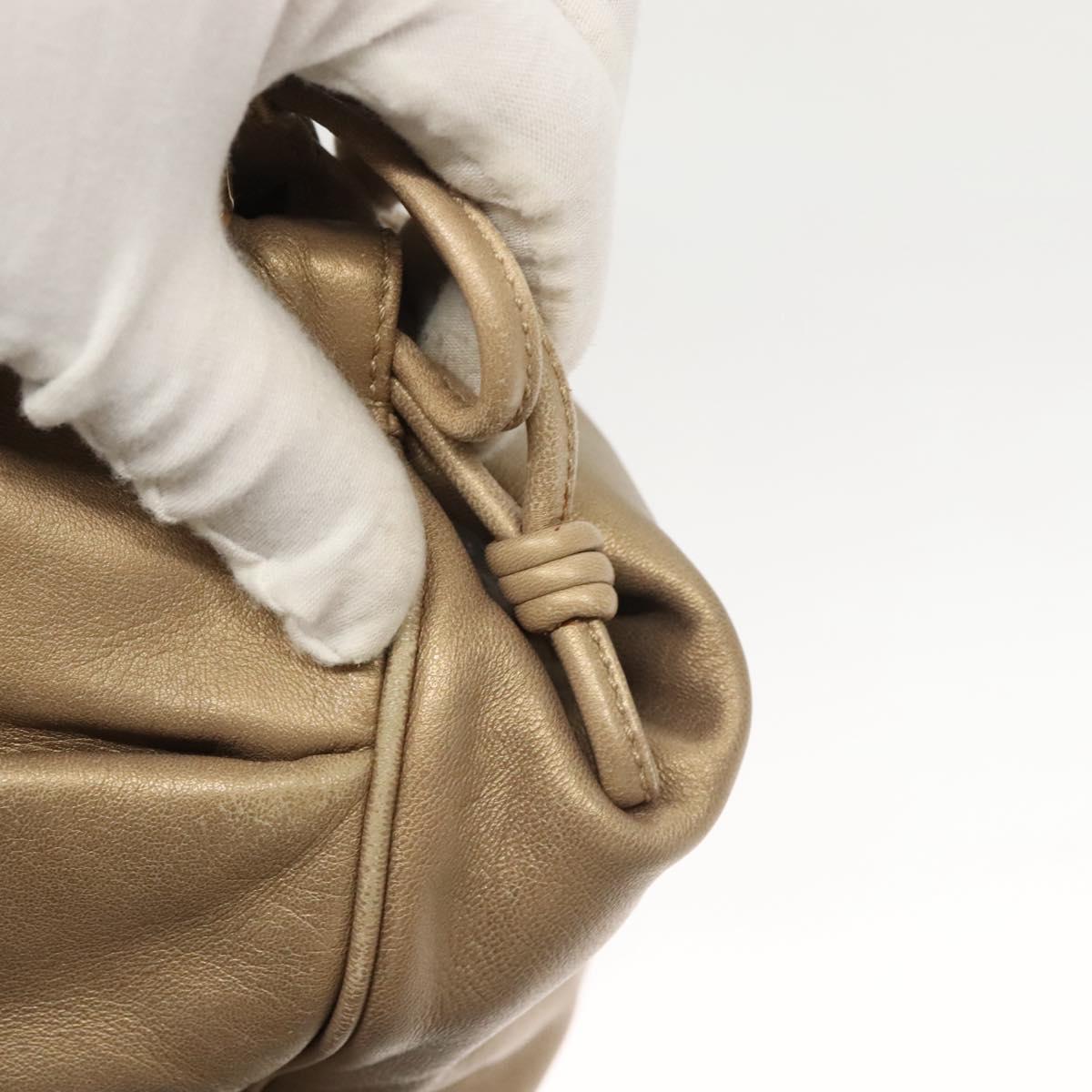 LOEWE Anagram Hand Bag Leather Gold Auth 122309