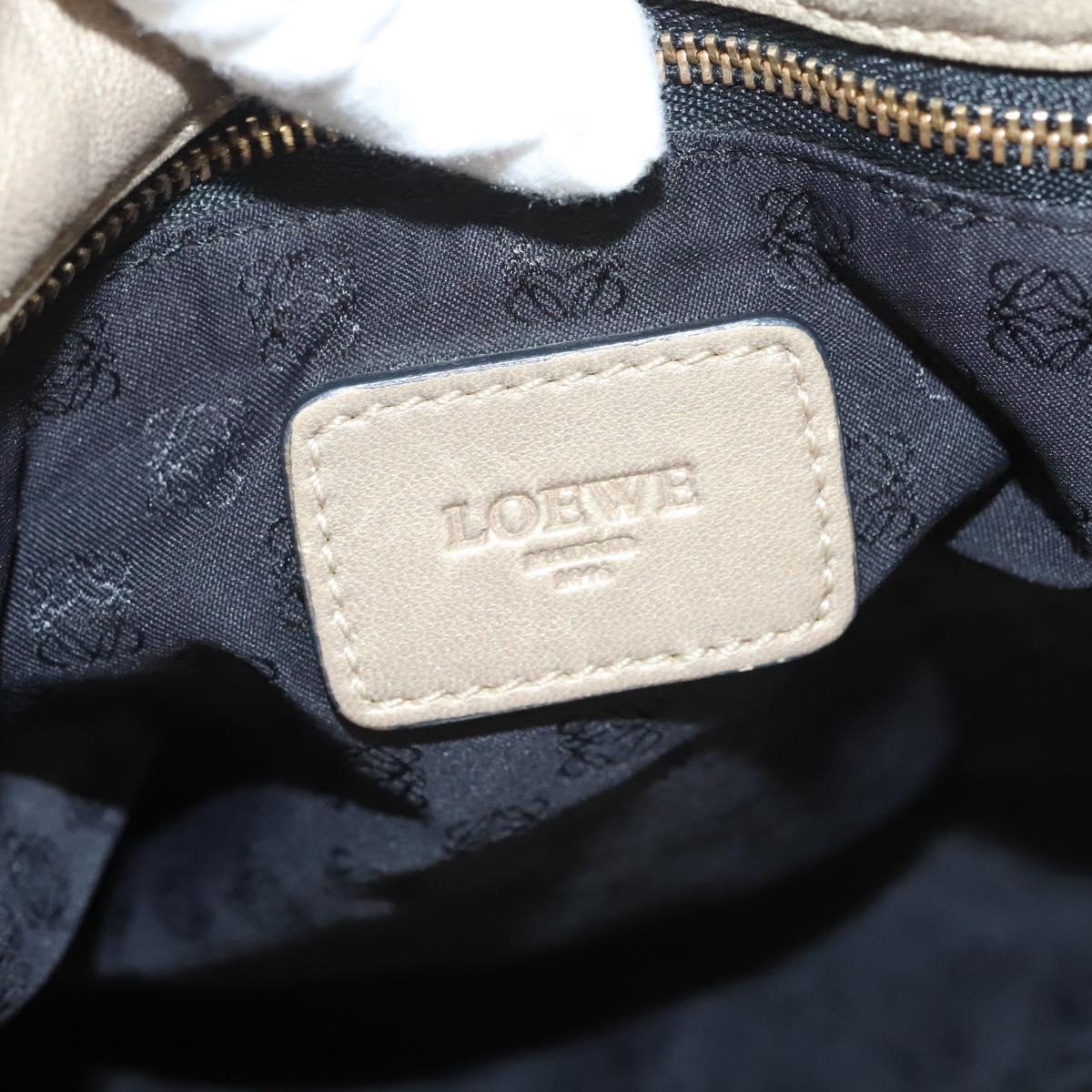 LOEWE Anagram Hand Bag Leather Gold Auth 122309