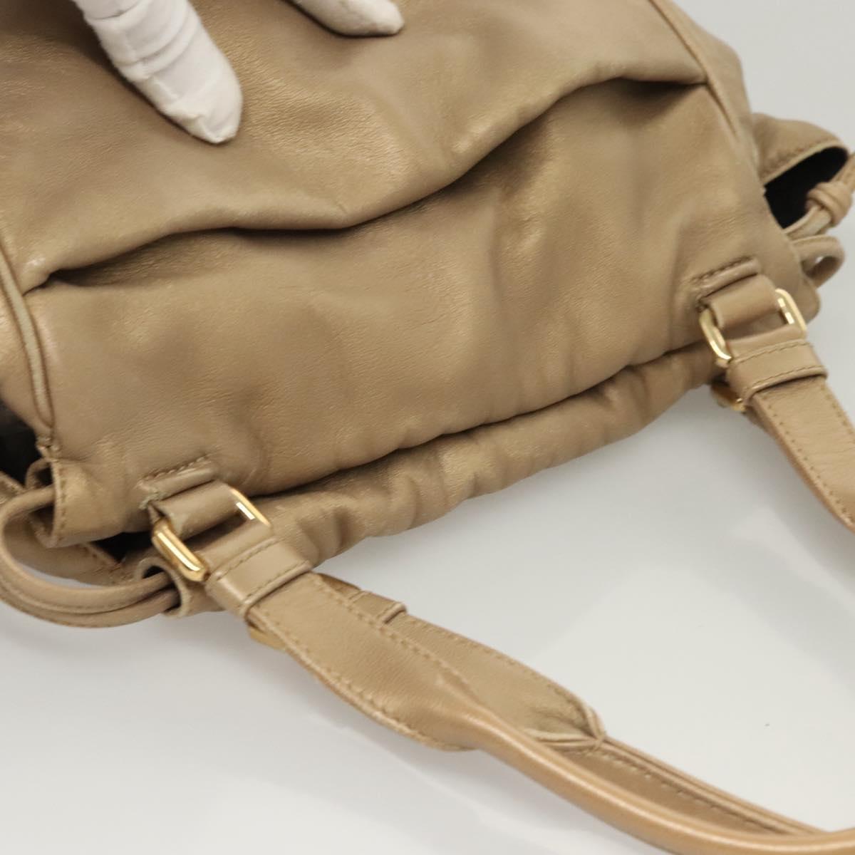 LOEWE Anagram Hand Bag Leather Gold Auth 122309