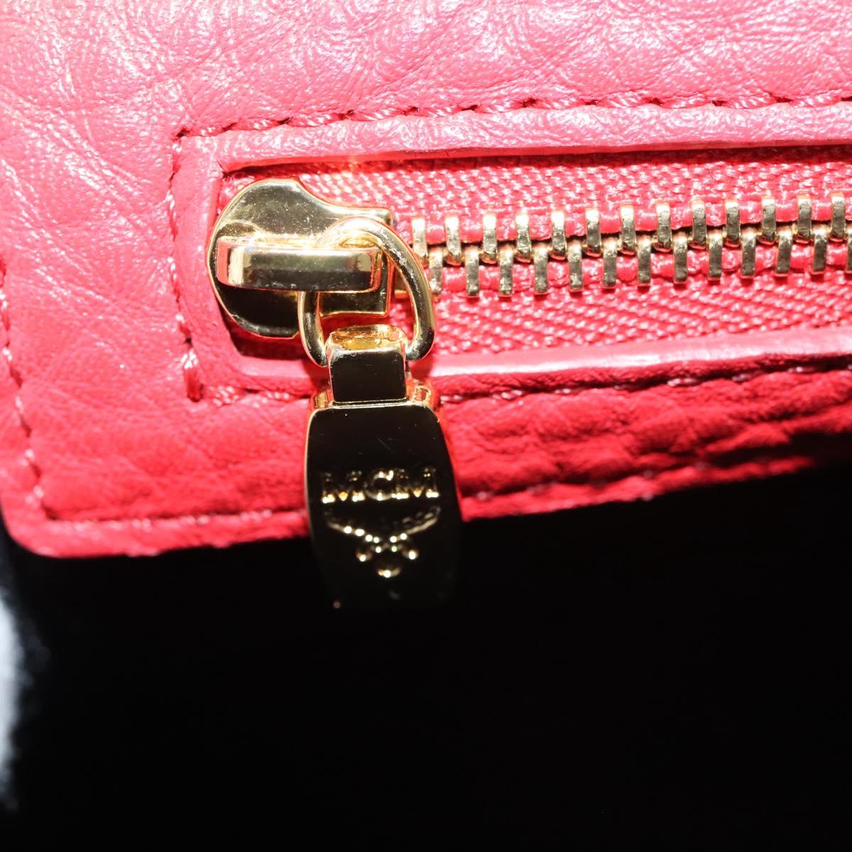 MCM Studs Backpack Leather Red Gold Auth 122310