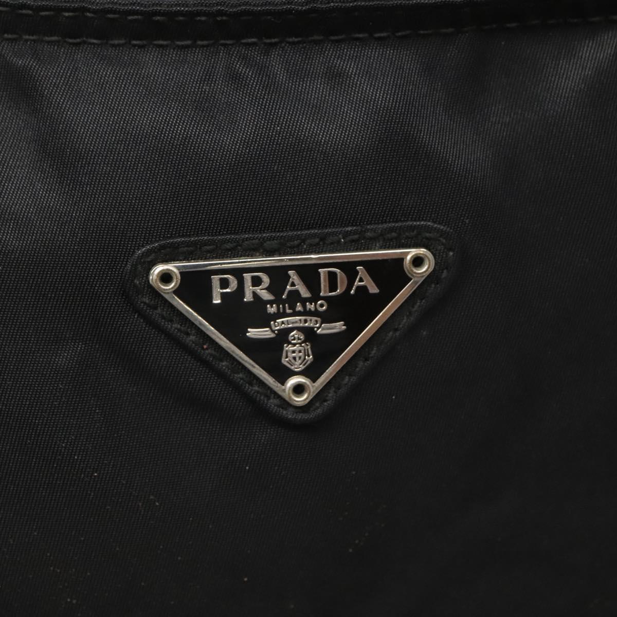 PRADA Shoulder Bag Nylon Black Silver Auth 122312