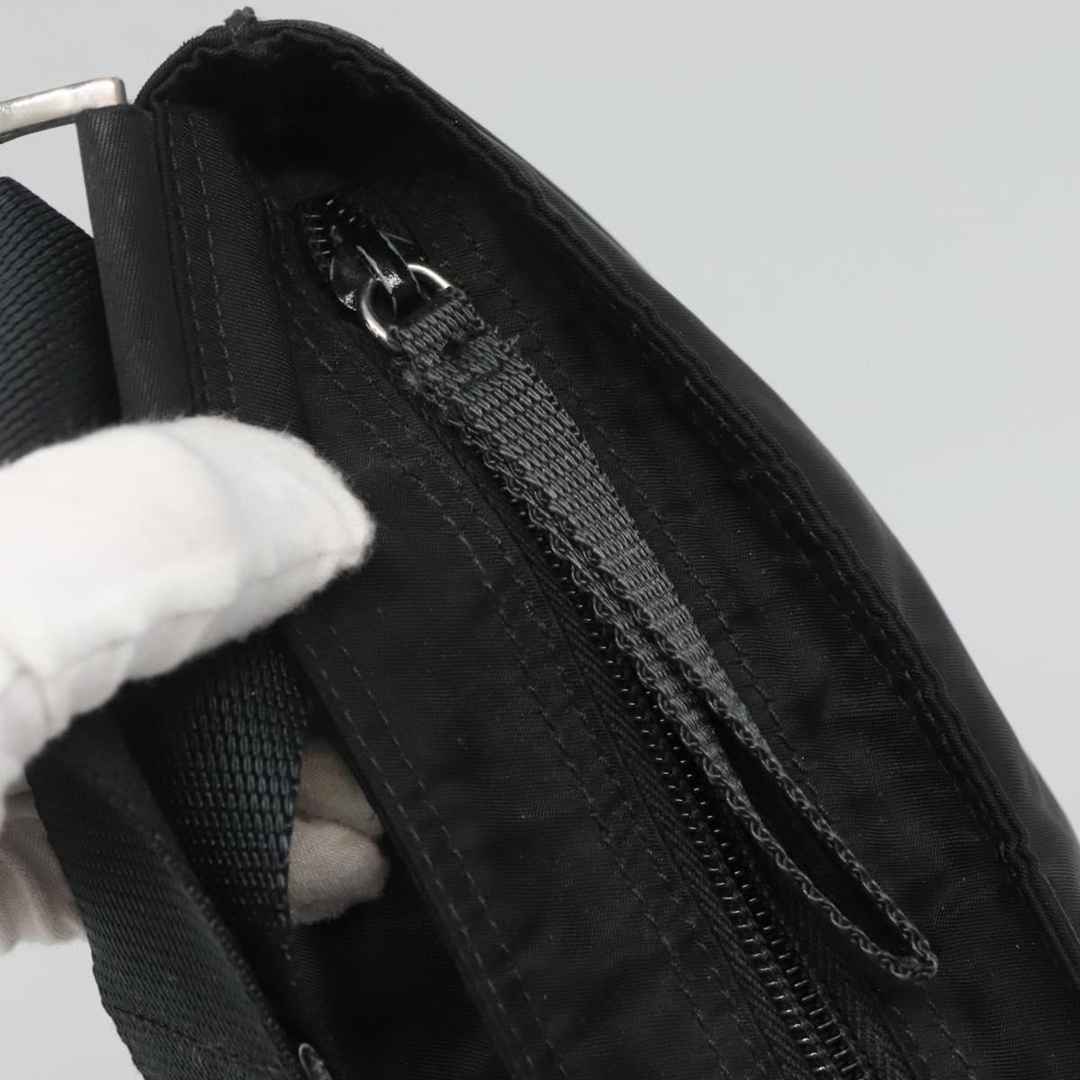 PRADA Shoulder Bag Nylon Black Silver Auth 122312