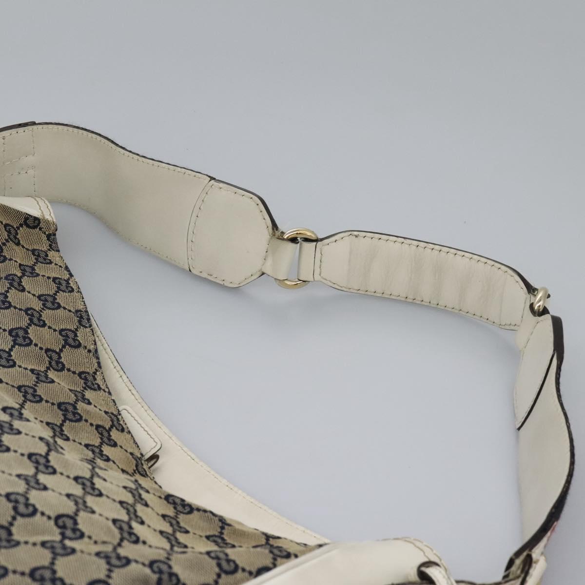 GUCCI GG Canvas Sherry Line Shoulder Bag Navy Gold 247597 203998 Auth 122316