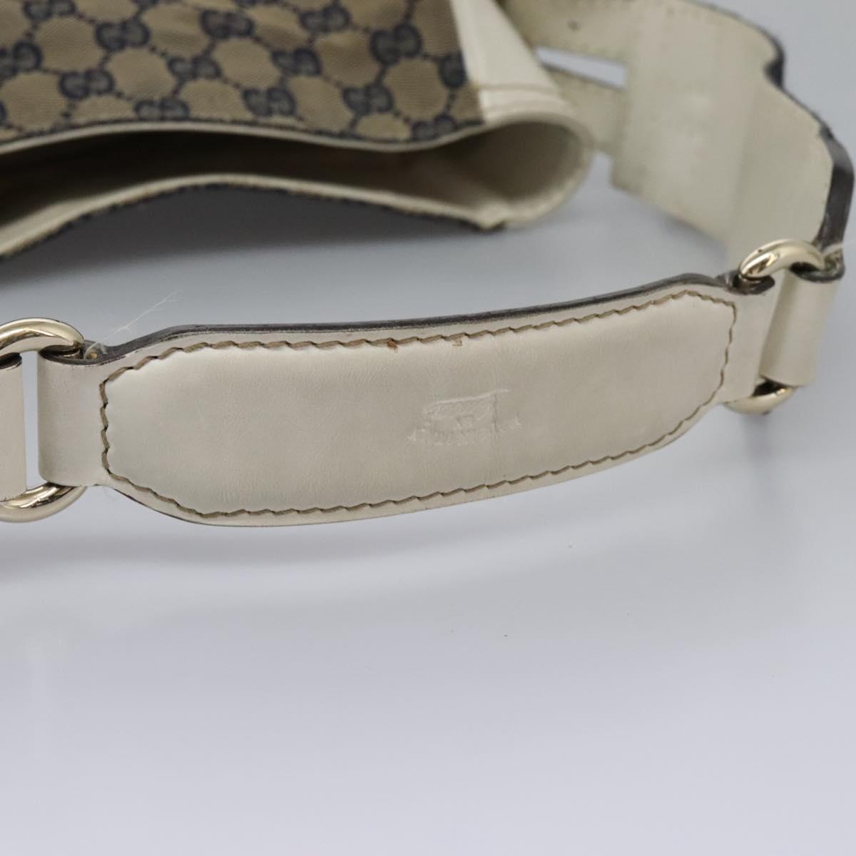 GUCCI GG Canvas Sherry Line Shoulder Bag Navy Gold 247597 203998 Auth 122316