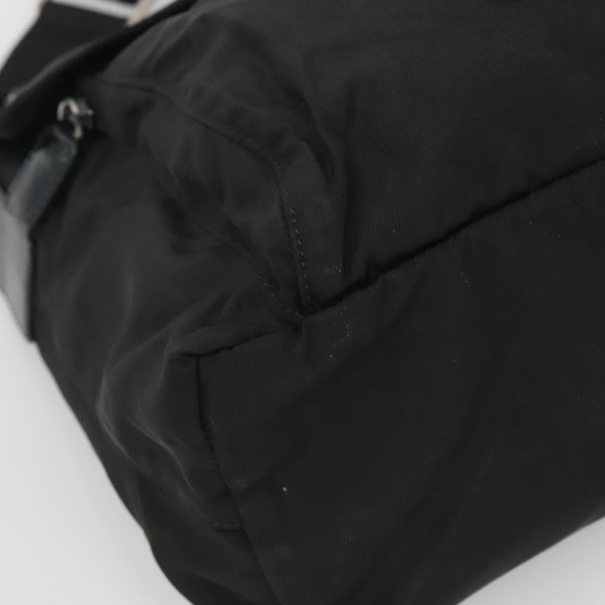 PRADA Shoulder Bag Nylon Black Silver Auth 122318