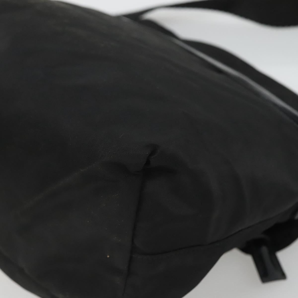 PRADA Shoulder Bag Nylon Black Silver Auth 122318