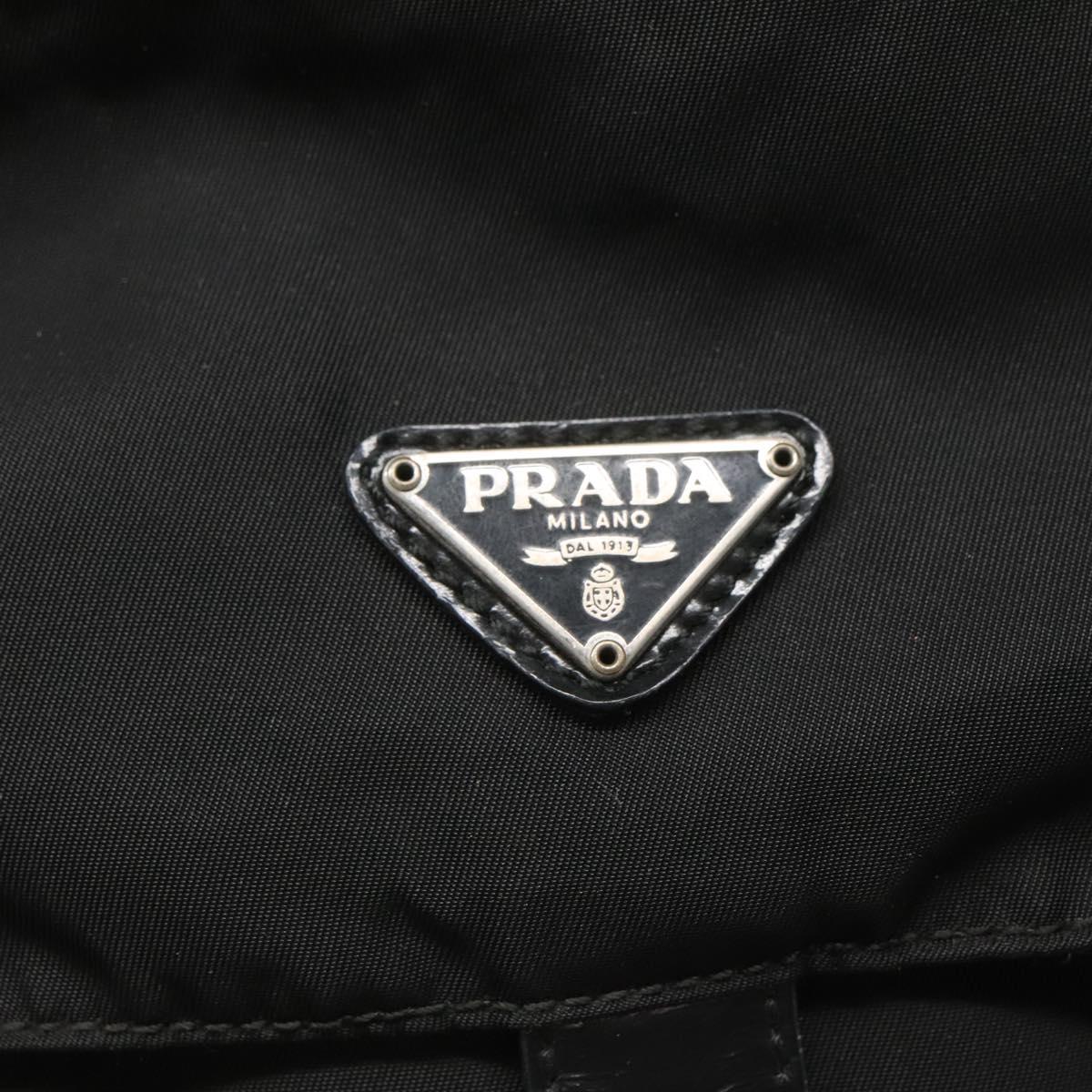 PRADA Shoulder Bag Nylon Black Silver Auth 122318