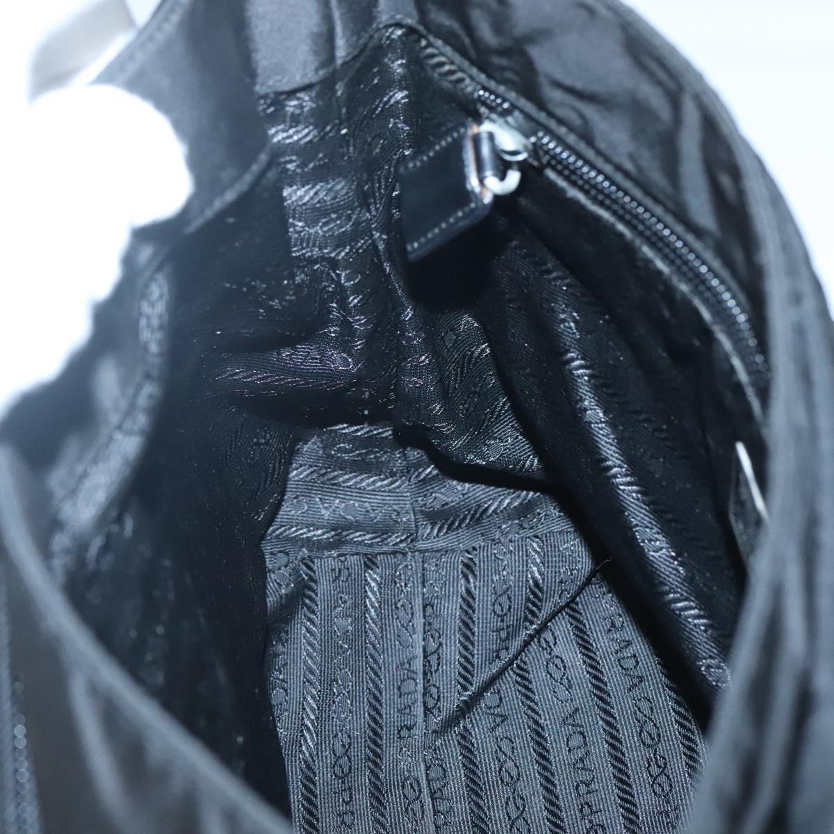 PRADA Shoulder Bag Nylon Black Silver Auth 122318