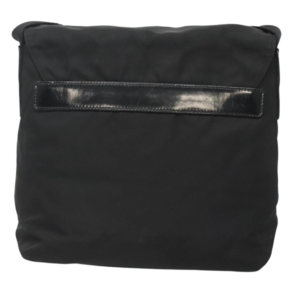 PRADA Shoulder Bag Nylon Black Silver Auth 122318