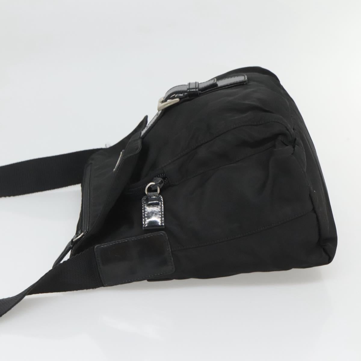 PRADA Shoulder Bag Nylon Black Silver Auth 122318